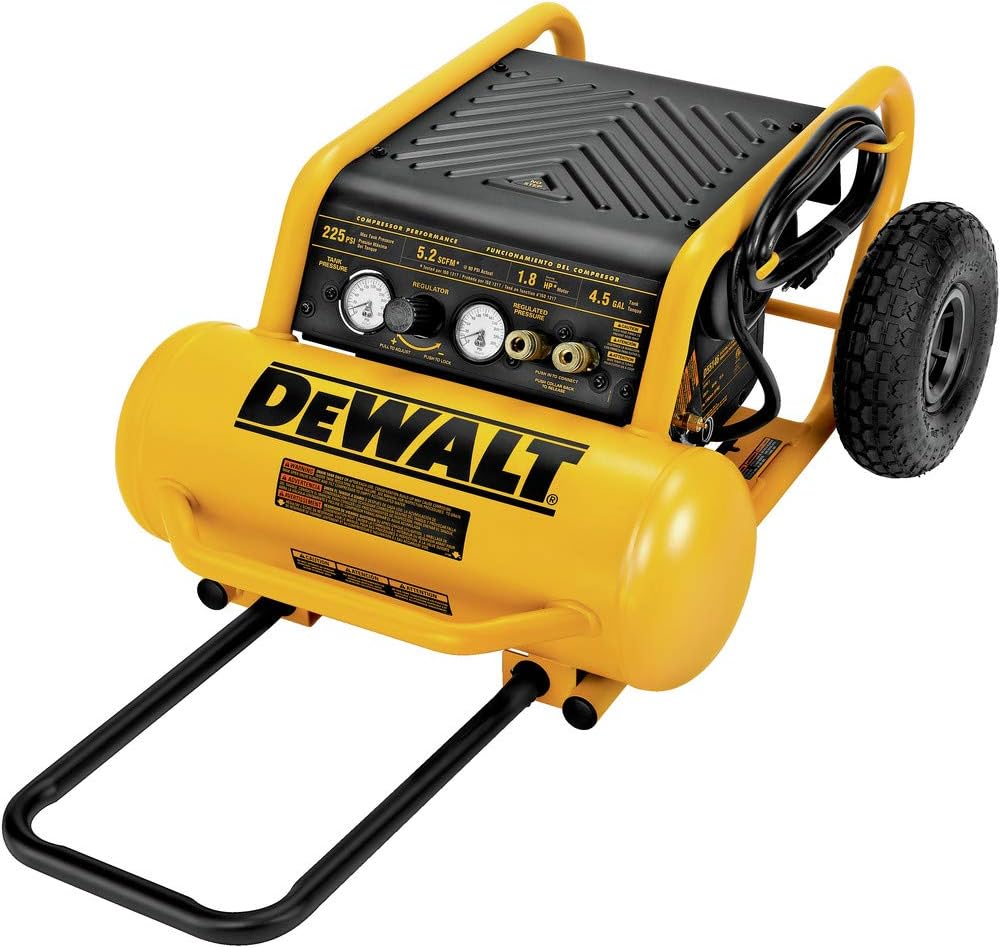 DEWALT Air Compressor, 225-PSI Max, Hand Carry with Wheels, 4-1/2 Gallon (D55146)