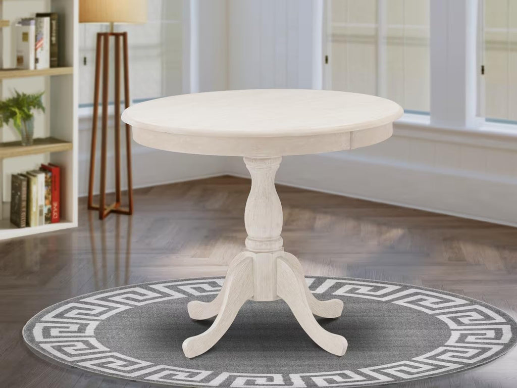 East West Furniture AMT-ABC-TP Antique Modern Kitchen Table - a Round Dining Table Top with Pedestal Base, 36x36 Inch, Butter Cream