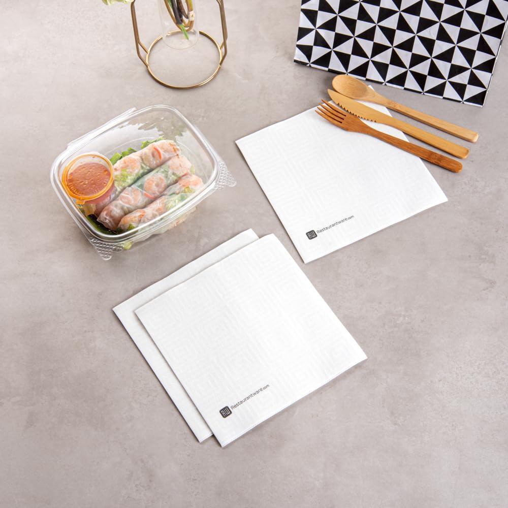 Restaurantware Luxenap 15.8 x 15.8 Inch Disposable Paper Napkins 800 Soft Linen-Feel Napkins - Air Laid Absorbent Pre-folded White Paper Napkins Durable For Dinner Parties And Events