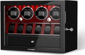 DUKWIN Watch Winder for 4/6/8 Automatic Watches, Lockable Winders with Watch Holders and Jewelry Storage, Super Quiet Motor with High-Gloss Finish, Built-in Illumination