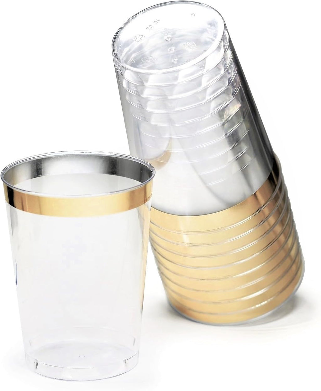 ' OCCASIONS ' 960 pcs/120 Guest-Full Set - Wedding Disposable Plastic Plates Silverware, Gold Rimmed Tumblers and Ivory Napkins (Combo B, Ivory & Gold Rim)