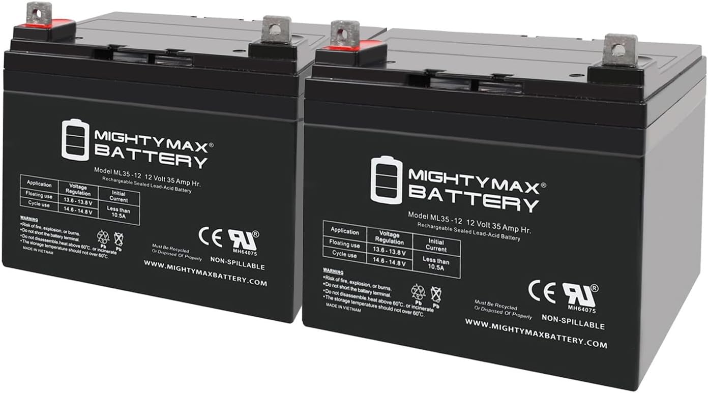 Mighty Max Battery 12V 35AH Battery for Shoprider Streamer Sport Power Chair - 2 Pack
