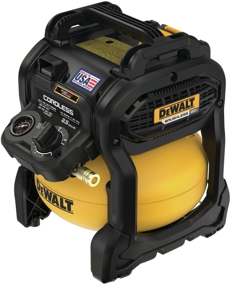 DEWALT 20V MAX* Portable Cordless Air Compressor Kit, 2.5 Gallons, 140 PSI, Brushless with Battery & Charger (DCC2520T1)