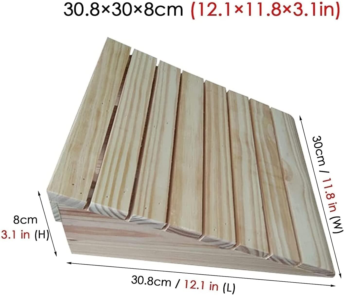 Wooden Threshold Ramps for Doorways, Anti-Skid Curb Ramp, for Wheelchairs Walkers Car Motorcycle(30.8x30x8cm)