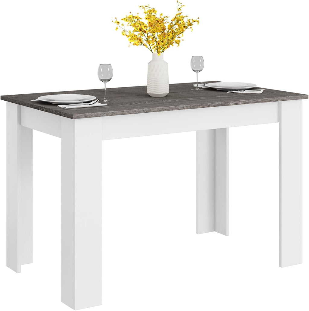 Giantex Wooden Dining Table, Modern Kitchen Table for 4, Rectangular Dinner Table for Kitchen, Dining Room, Living Room, Home Dinette Furniture, 47' L x 28' W x 30' H, (White & Dark Gray)
