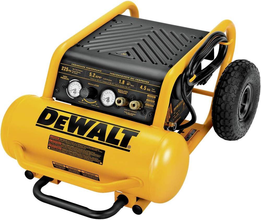 DEWALT Air Compressor, 225-PSI Max, Hand Carry with Wheels, 4-1/2 Gallon (D55146)