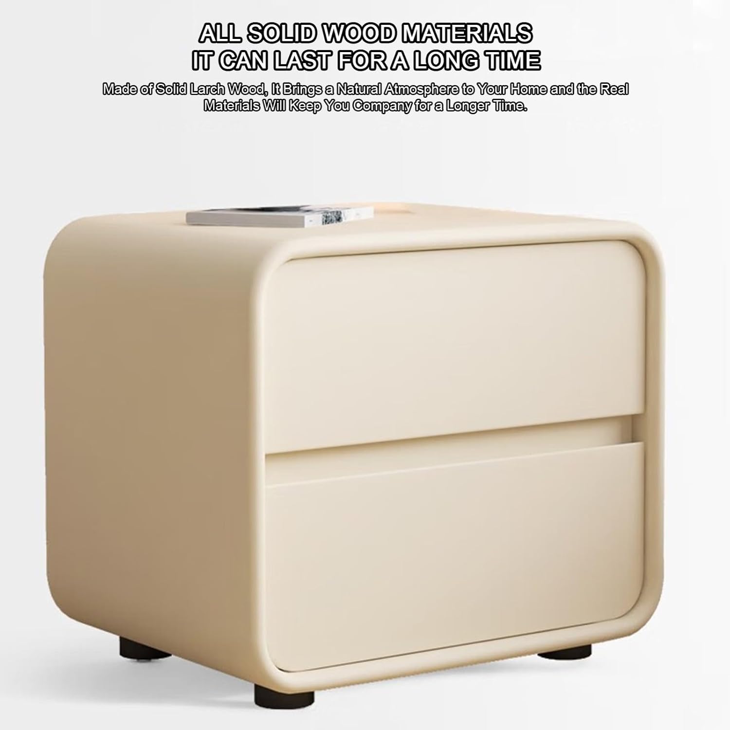 2 Drawer Bedside Cabinet Nightstand with Charging Station Modern End Table Night Stand Storage Units for Bedroom Living Room