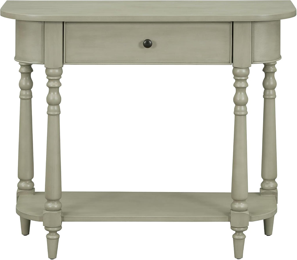 LKTART Small Entryway Table with Solid Wood Frame and Legs,2 Tier Farmhouse Console Table with Open Shelf for Hallway,Couch Table Behind Sofa for Living Room,Hallway,Foyer(Gray 36')