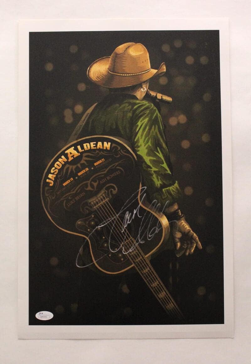 JASON ALDEAN SIGNED AUTOGRAPH 12X18 PHOTO POSTER W/ JAMES SPENCE JSA AUTHENTICATION - MY KINDA PARTY COUNTRY MUSIC STAR, RELENTLESS, WIDE OPEN, NIGHT TRAIN, OLD DIRT NEW BOOTS, THEY DON'T KNOW, REARVIEW TOWN, 9