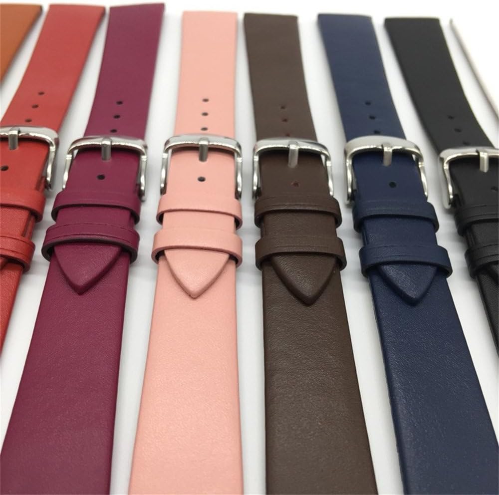 LeatherFor Women Men 12mm 14mm 16mm 18mm 20mm 22mm Watch Band Straps Thin Watch Bracelet Watch Accessories Red 2 22mm