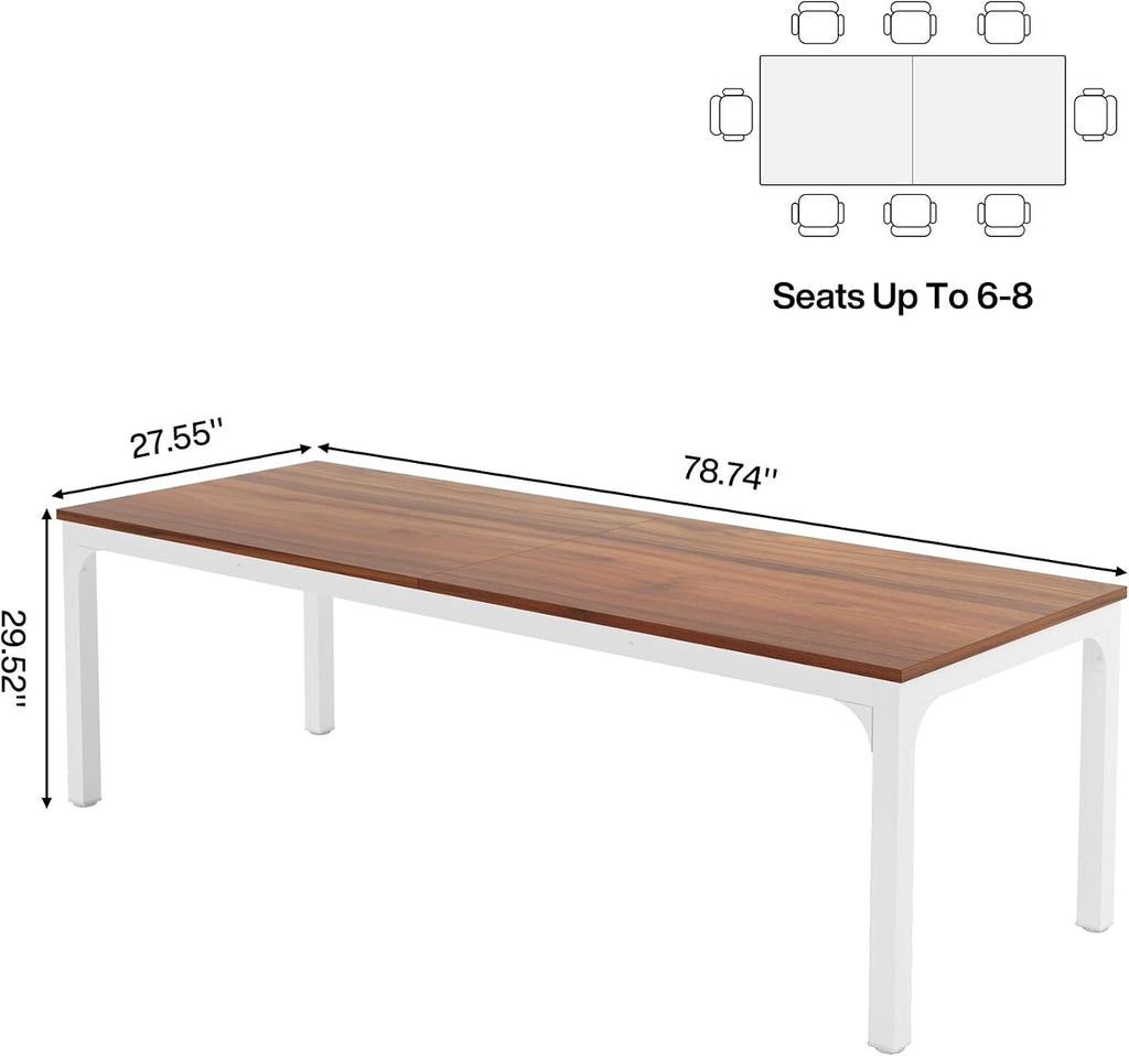 Tribesigns 78-Inch Long Dining Table for 6-8 People, Narrow Rectangular Dinner Table, 8 Seat Rustic Wood Kitchen Furniture for Dining Room (Only Table) (Walnut)