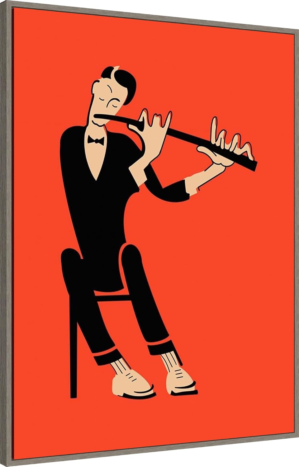Amanti Art Framed Canvas Wall Art 42x32 The Flute by Mark Rogan, Framed Wall Art Canvas, Music Artwork, Country Rustic Decor, Oversize Poster Painting for Living Room, Bedroom, Bathroom, Kitchen,