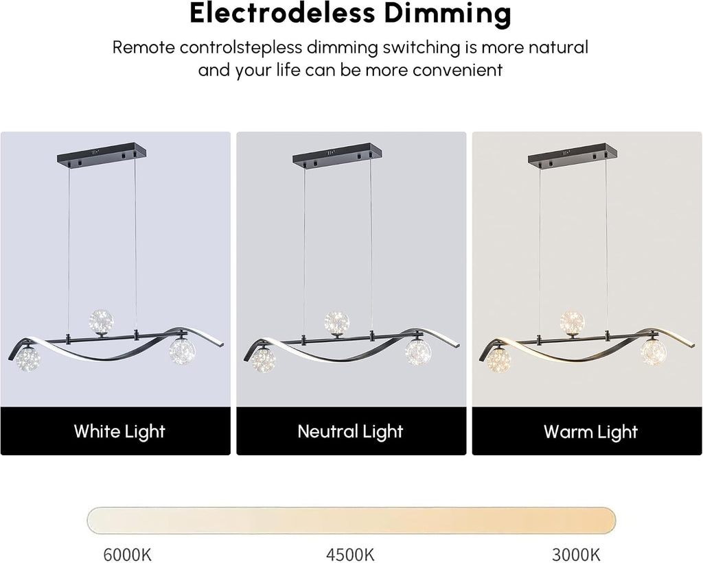 homary 40.2' Dimmable Kitchen Island Lighting, Black 4-Light Dining Room Light Fixture Over Table Linear LED Chandelier Island Lights for Kitchen