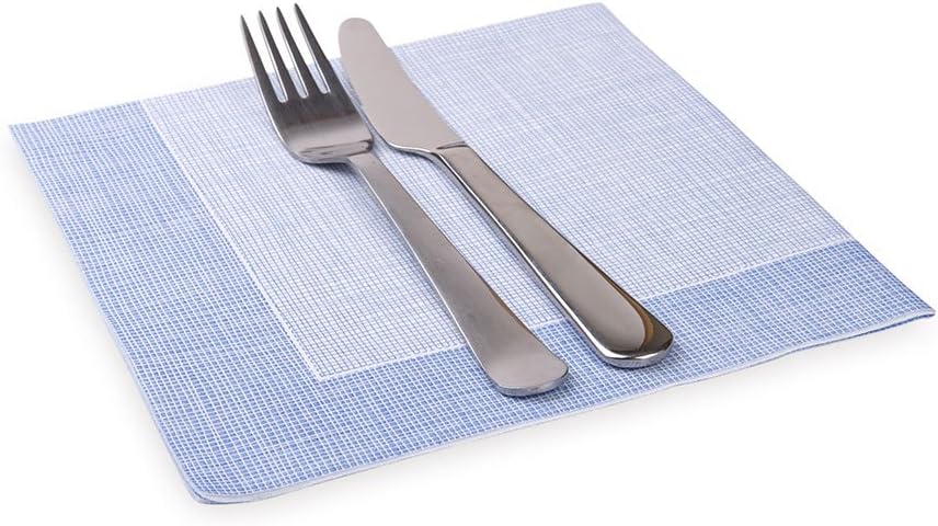 Restaurantware Luxenap 15.8 x 15.8 Inch Linen-Feel Napkins 600 airlaid Disposable Napkins - Sustainable Durable White Paper Square Paper Napkins With Blue Threads For All Kinds Of Events