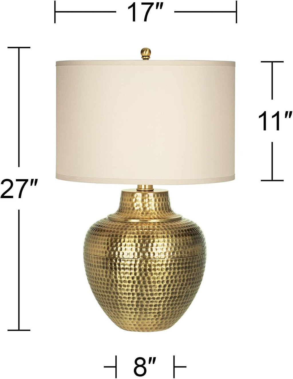 Franklin Iron Works Maison Loft Rustic Farmhouse Table Lamps 27' Tall Set of 2 Antique Brass Textured Hammered Metal Cream Linen Drum Shade for Bedroom Living Room Bedside Nightstand House Office