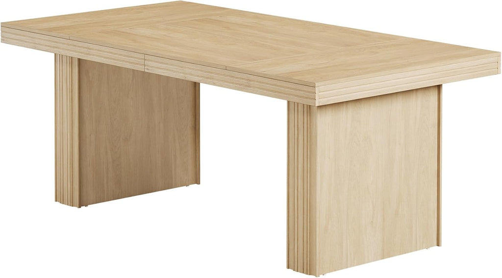 Tribesigns 63 Inches Farmhouse Dining Table for 6, Modern Kitchen Table with Fluted Line for Dining Room, Living Room, Natural