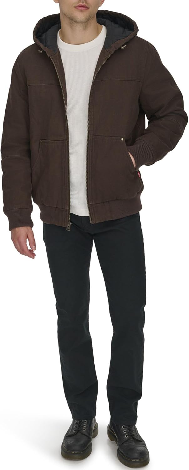Levi's Men's Workwear Cotton Canvas Hooded Bomber Jacket