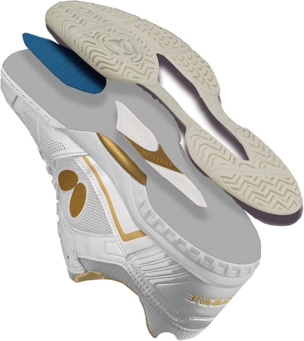 Butterfly Lezoline Rifones Shoes - Professional Table Tennis Shoe with Footwork Support, Flexibility, Shock Absorbing Cushion, Gripping Ping Pong Shoe
