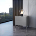 Bed side table Gray Nightstand 2 Drawers Large Capacity Wooden Bedside Table with Metal Legs Wear-resistant Rock Slate Countertop Nightstand for Bedroom Living Room Night stand ( Size : L40xD40xH50cm