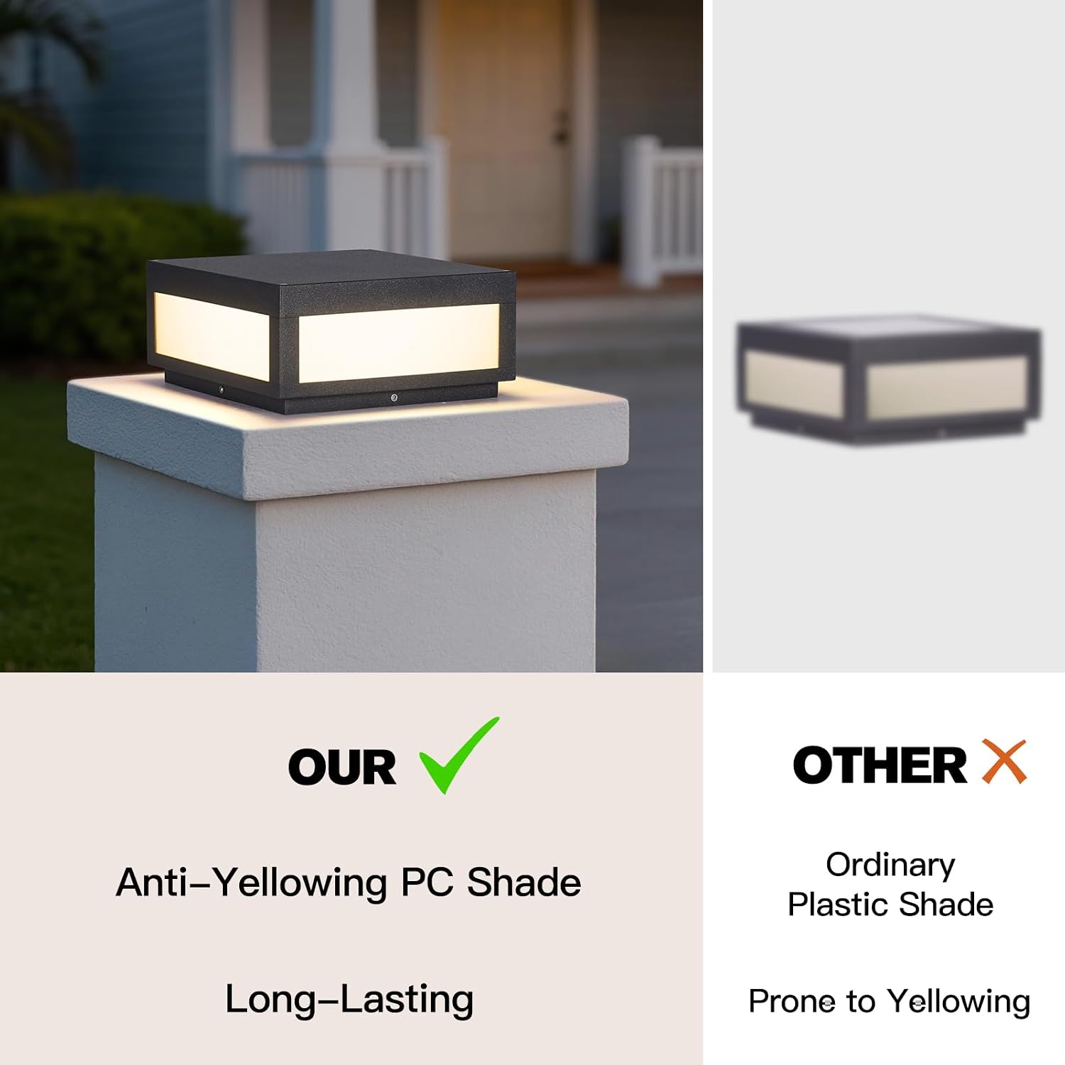 12' Outdoor Post Lights Hard Wired, 3000K LED Outdoor Pillar Column Lights, IP54 Waterproof Lamp Post Light Fixture for Posts Outside Deck Patio Garden Yard, E26 Bulb Compatible Lighting