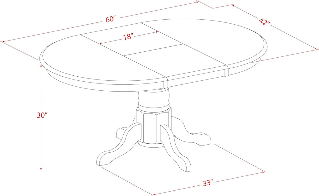 East West Furniture AAVT-BLK-TP Avon Kitchen Dining Table - an Oval Solid Wood Table Top with Butterfly Leaf & Pedestal Base, 42x60 Inch, Black & Cherry