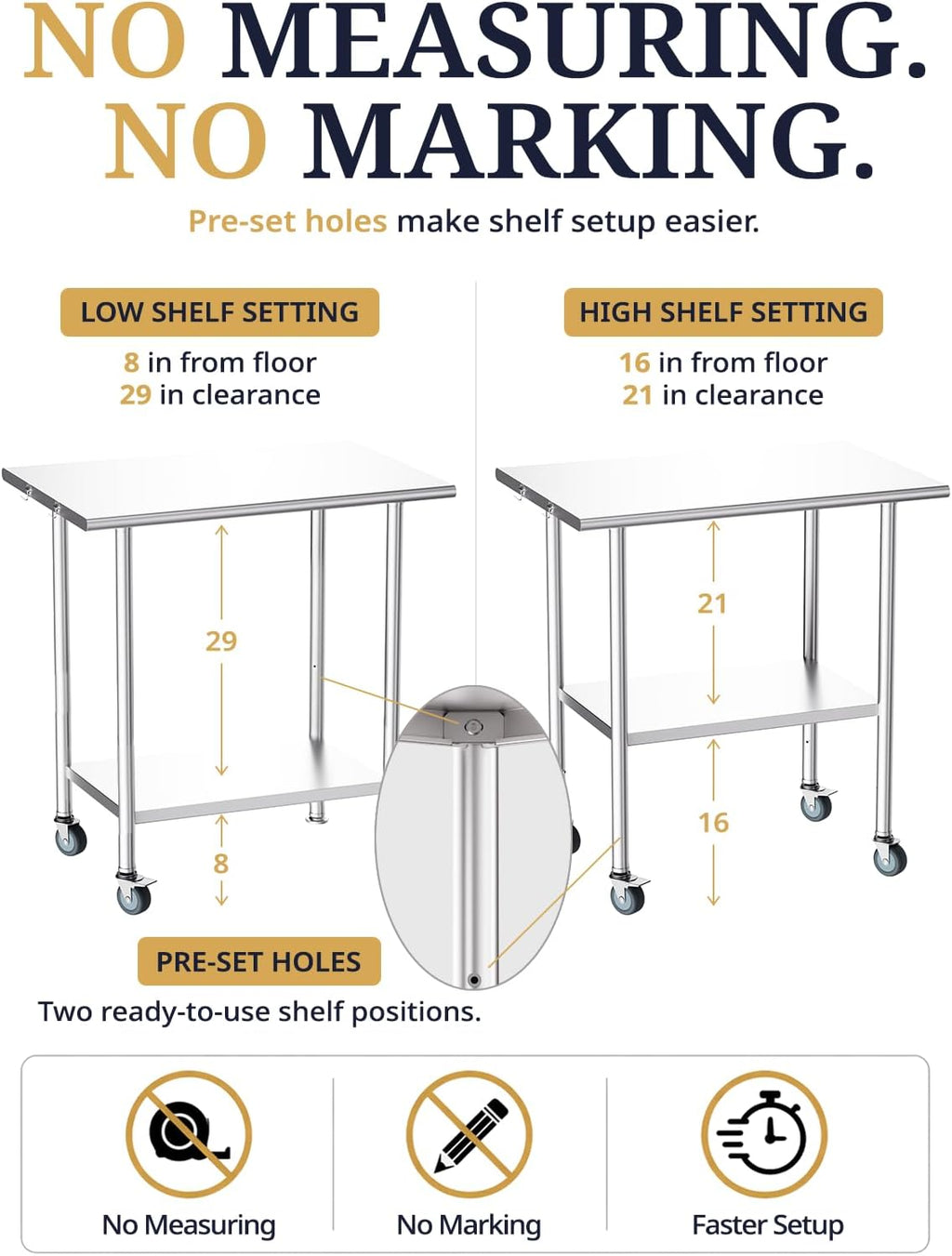 Atelicf All-Stainless Steel Prep Table, 24 X 36 Inch, with Casters and Adjustable Undershelf, Heavy-Duty Build for Outdoor Use,Restaurants,Hotels,Workshops,Kitchens,Gardens, and Garages