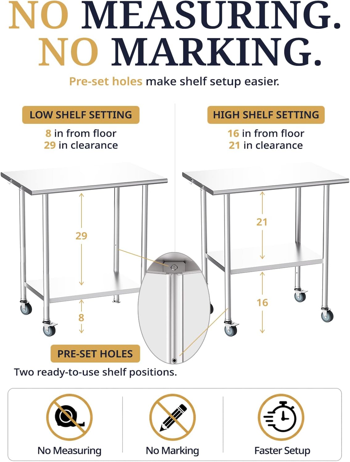 Atelicf All-Stainless Steel Prep Table, 24 X 36 Inch, with Casters and Adjustable Undershelf, Heavy-Duty Build for Outdoor Use,Restaurants,Hotels,Workshops,Kitchens,Gardens, and Garages