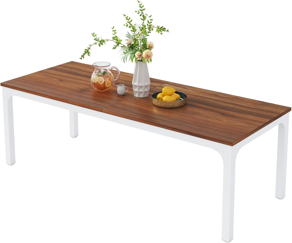 Tribesigns 78-Inch Long Dining Table for 6-8 People, Narrow Rectangular Dinner Table, 8 Seat Rustic Wood Kitchen Furniture for Dining Room (Only Table) (Walnut)