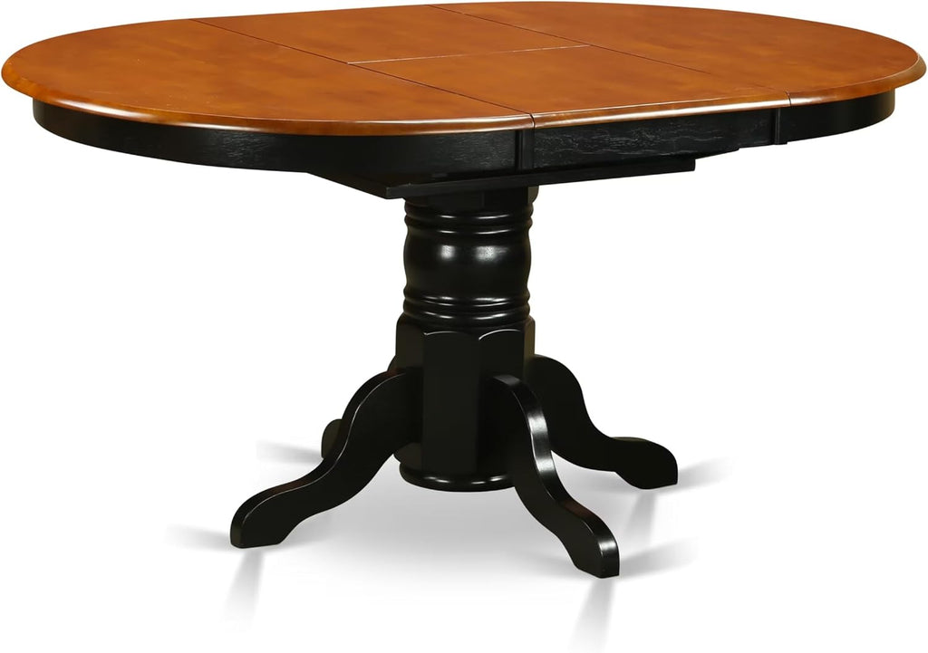 East West Furniture AAVT-BLK-TP Avon Kitchen Dining Table - an Oval Solid Wood Table Top with Butterfly Leaf & Pedestal Base, 42x60 Inch, Black & Cherry