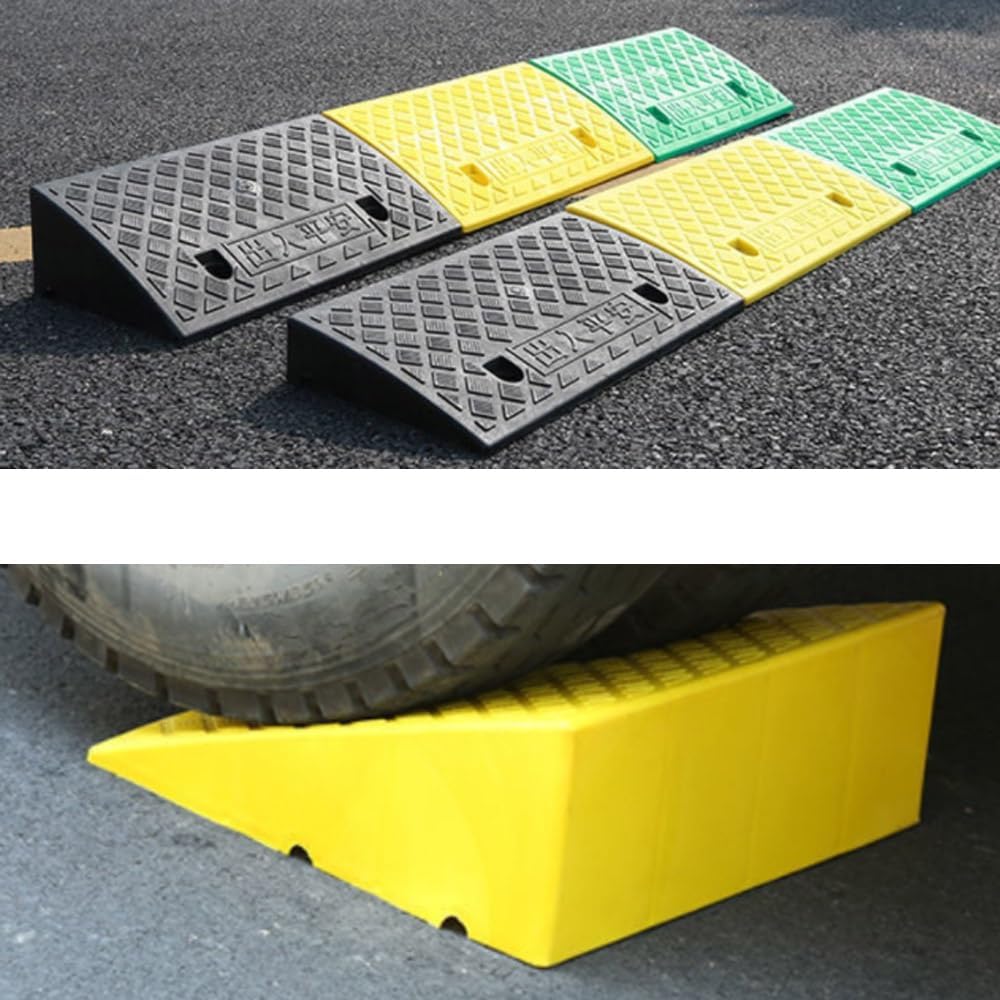 Threshold Ramp for Wheelchair Scooters Steps Portable Plastic Ramp for Driveway Garage Entry and Doorways Non Slip Surface Yellow 4in/10cm