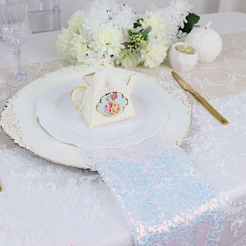 50 pcs 20-Inch Iridescent Blue Sequins Napkins - for Wedding Party Restaurant Holiday Dinner