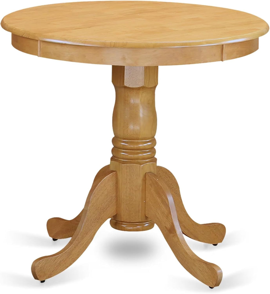 East West Furniture EMT-OAK-TP Eden Dining Room Table - a Round kitchen Table Top with Pedestal Base, 30x30 Inch, Oak