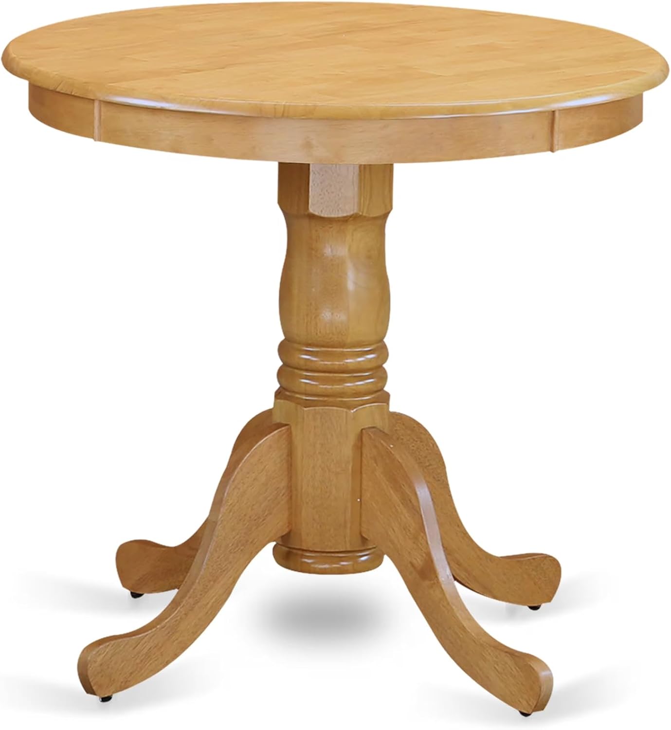 East West Furniture EMT-OAK-TP Eden Dining Room Table - a Round kitchen Table Top with Pedestal Base, 30x30 Inch, Oak