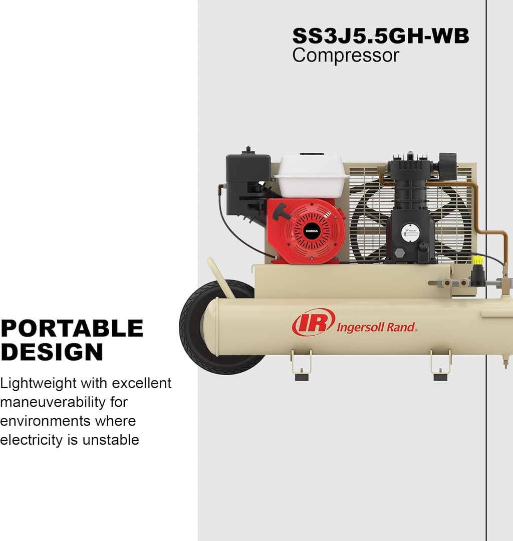 Ingersoll-Rand SS3J5.5GH-WB 5.5 Horsepower 8 Gallon Oiled Gas Twin Pontoon Compressor