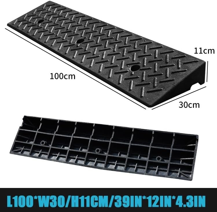 Wheelchair Threshold Ramp, Rubber Ramp for Doorways, 2' 4' 6' Rise Portable Curb Ramp, Non-Slip Transition Ramps for Indoor Outdoor(100 * 30 * 11cm/39 * 12 * 4.3in)