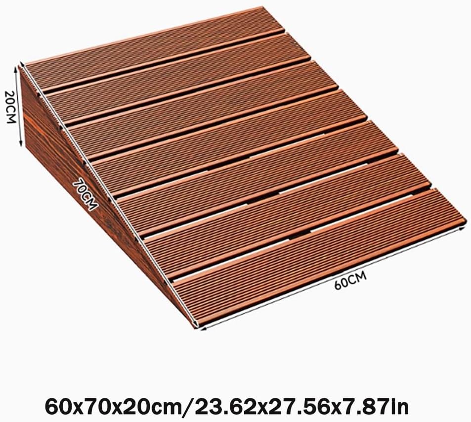 Wooden Threshold Ramp for Home Steps, 6' 7' 8' Rise Curb Ramp Doorway Ramps, Anti-Slip Entry Ramps for Wheelchair Walker Cart Scooter(60x70x20cm/23.62x27.56x7.87in)