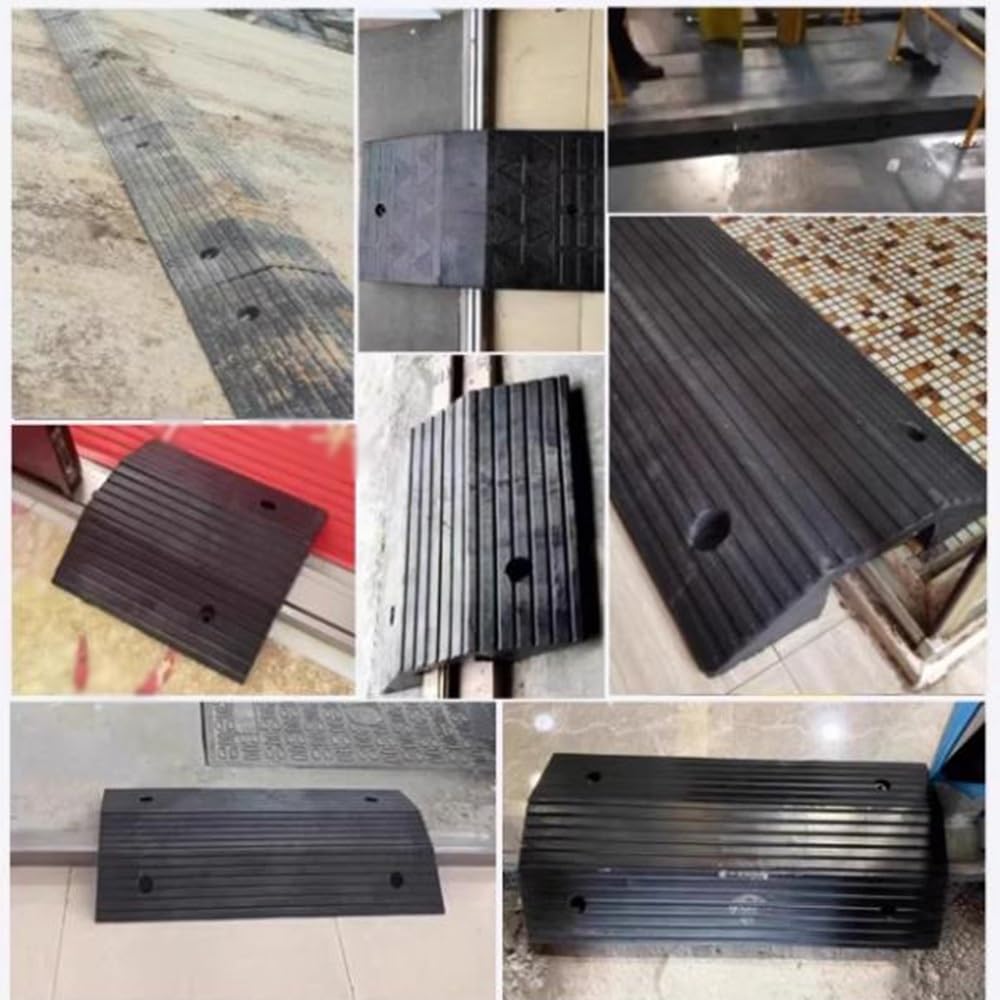 Rubber Bridge Ramp Heavy Duty Threshold Ramp for Doorways 3' Rise Curb Ramps Heavy Duty Rubber Threshold Ramp for Wheelchairs