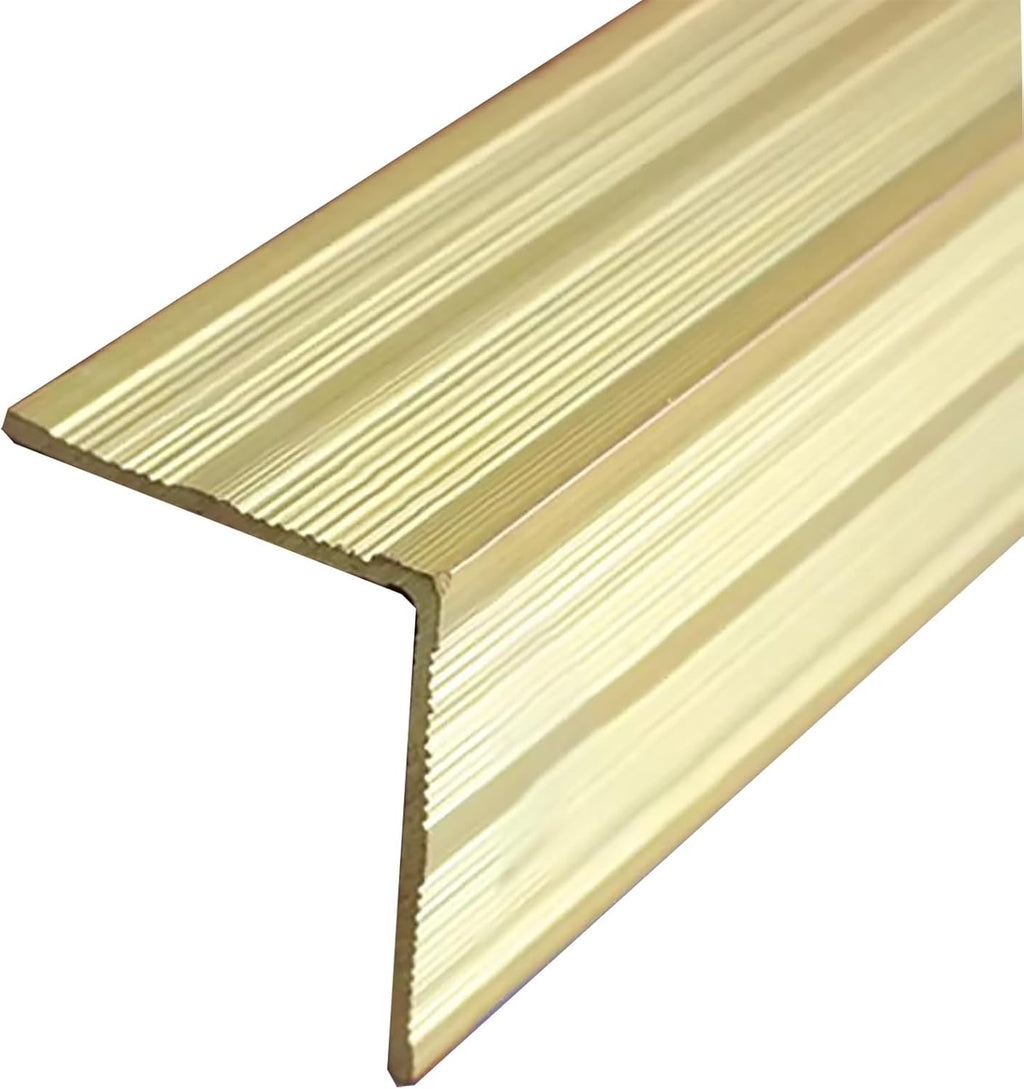 Non-Slip Stair Edge Protector Solid Brass, L Molding Stair Nosing Strips for Stair Step Exterior, Floor Transition Strip Edge Guard for Tile/Wood(30x34mm(1 1/8' x1 3/8'))