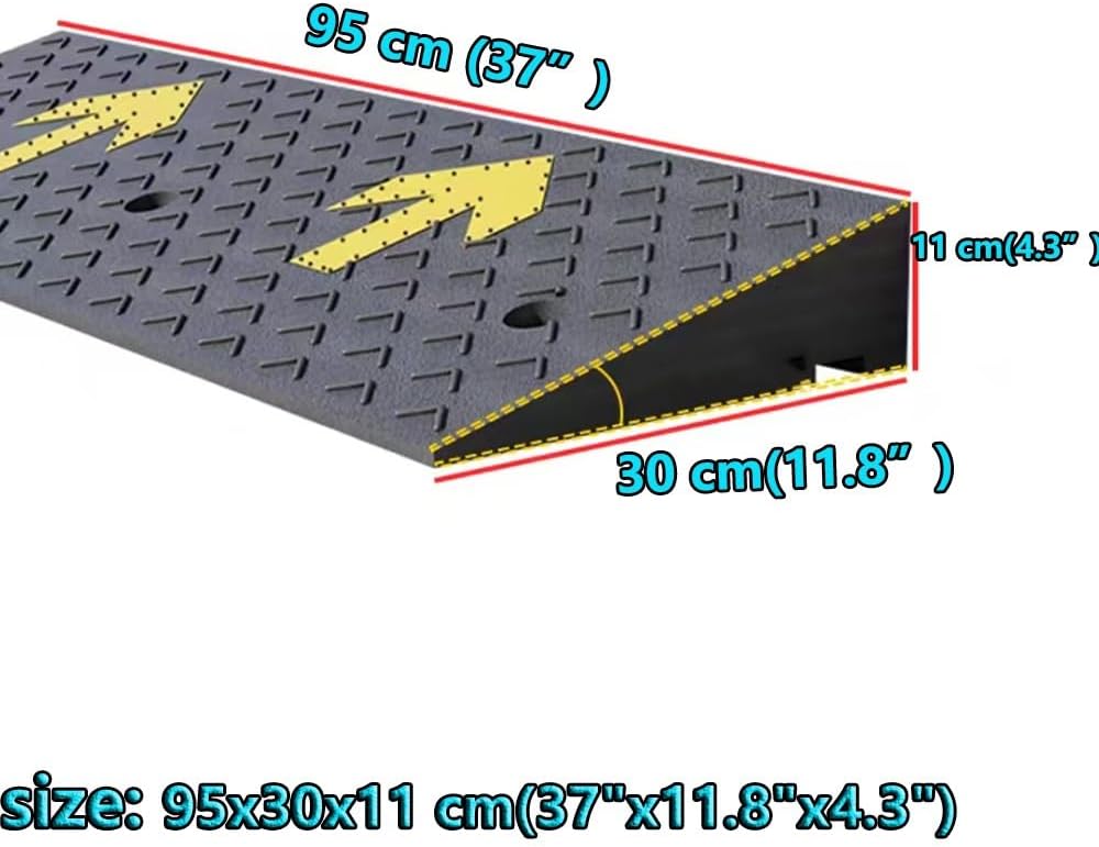 Curb ramp,Driveway ramp, Heavy Duty Automotive Ramp, 2' 4' 6' Rise Threshold for Doorway Garage Sidewalk(95x30x11 cm(37'x11.8'x4.3'))