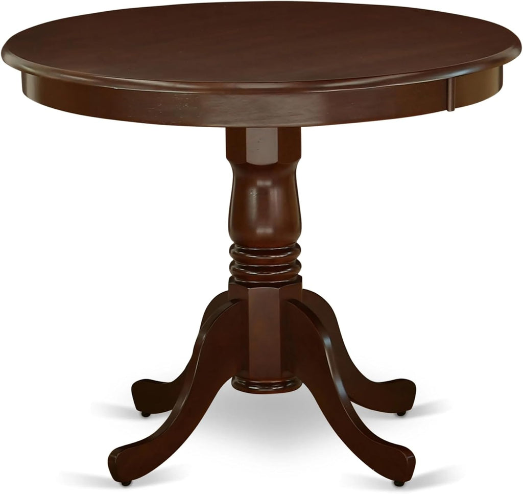 East West Furniture ANCL5-MAH-W 5 Piece Dining Table Set for 4 Includes a Round Kitchen Table with Pedestal and 4 Kitchen Dining Chairs, 36x36 Inch, Mahogany