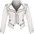 Ladies' Spring and Autumn suit collar, rivet waist, short style, washed PU, slimming and elegant leather jacket