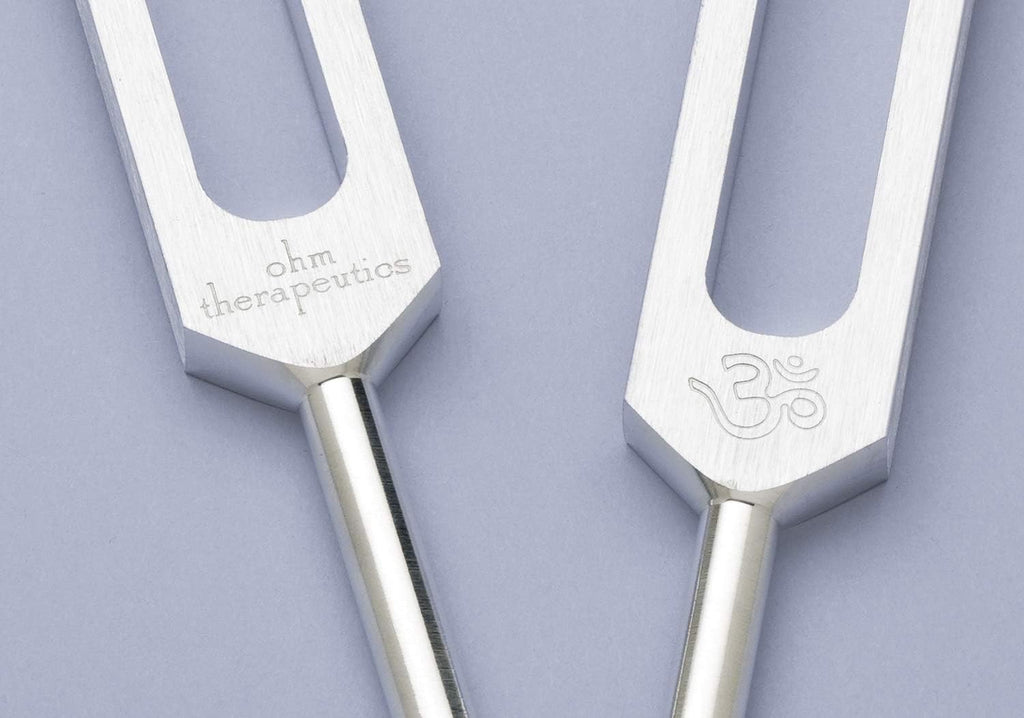 Ohm Therapeutics Massage Therapist Starter Set for Bodywork Practitioners and Sound Therapy Features Mid Ohm Set (2X 136.1 hz), Tuning Fork Activator, & Instructional Chart for Chair & Table Massage