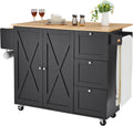 VEVOR Kitchen Island Cart, Rolling Table with Drop Leaf, Spice Rack, Towel Bar, Adjustable Shelf, Drawer, and Hooks, Mobile Island on Wheels, Mobile Carts with Storage Cabinet, 45.3' Wood Top, Black