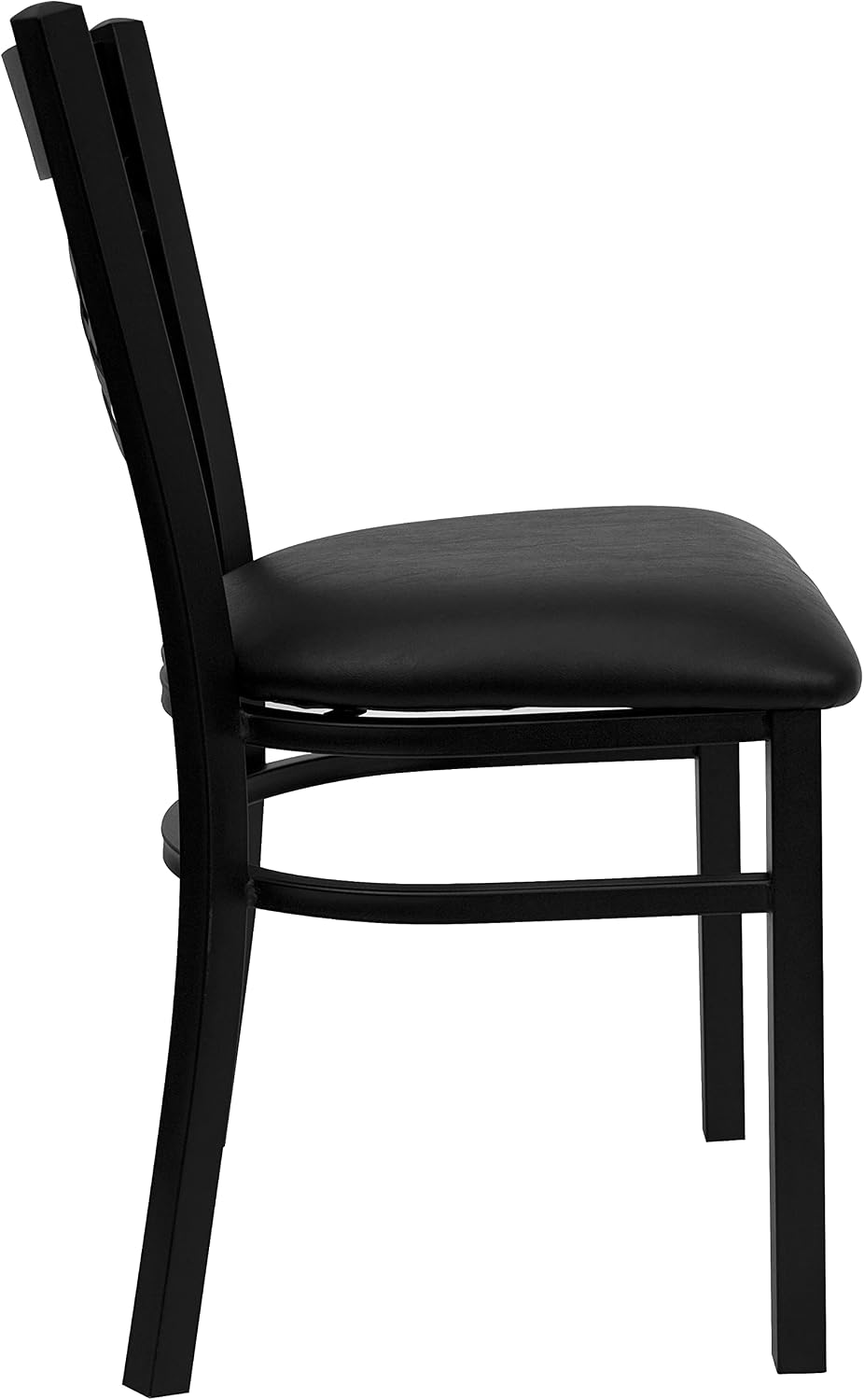 Flash Furniture Hercules Series 'X' Back Metal Restaurant Chair, Modern Upholstered Armless Dining Chair for Restaurants and Kitchens, Black