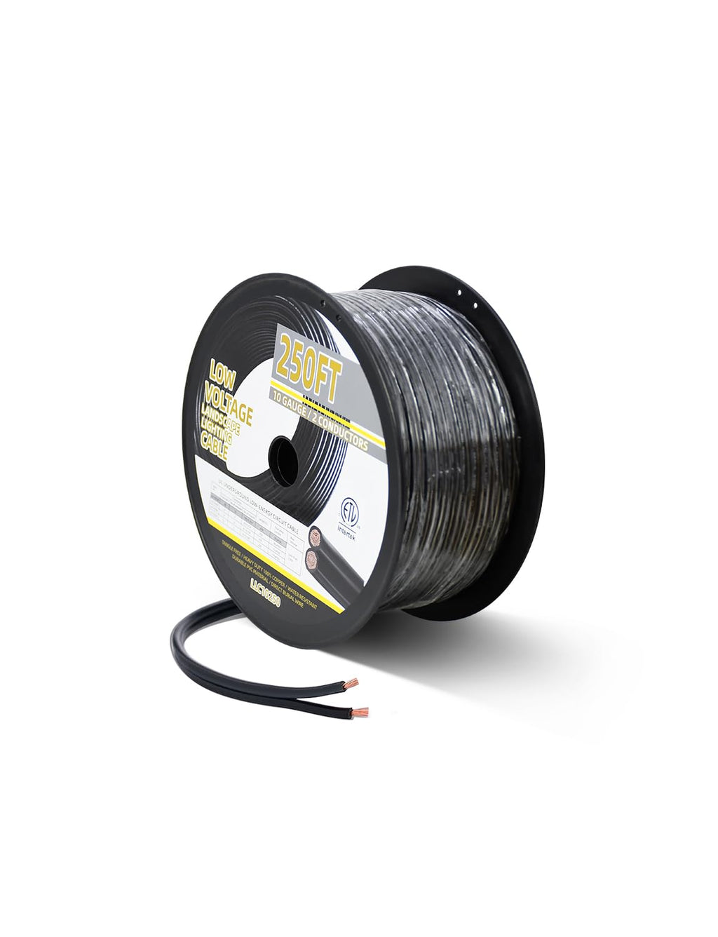 COLOER 250ft 10/2 Low Voltage Landscape Lights Wire Stranded PVC Cord Pure Copper Cable 10 Gauge 2 Conductor Tangle Free Outdoor Landscape Lighting Direct Burial Electrical Cable