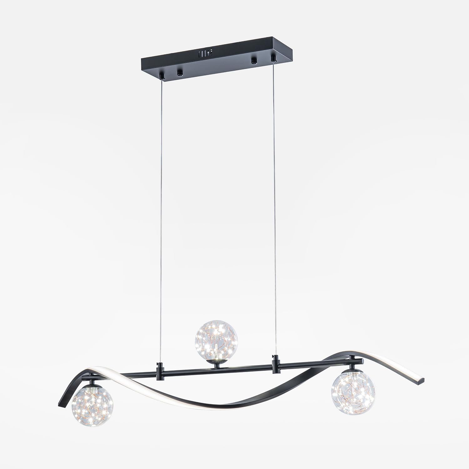 homary 40.2' Dimmable Kitchen Island Lighting, Black 4-Light Dining Room Light Fixture Over Table Linear LED Chandelier Island Lights for Kitchen