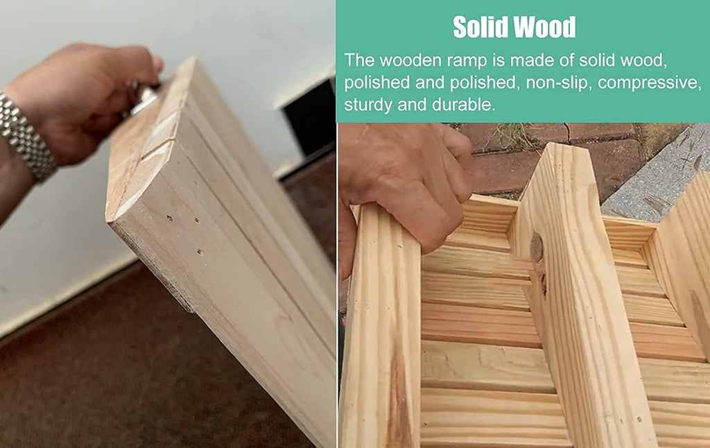 Entry Ramps for Wheelchairs for Home Stairs Garden Deck, Wooden Doorways Threshold Ramps, 10/12/14/15/16/18/20cm High, Scooters Bikes Cars(31.5x19.6x5.1in)