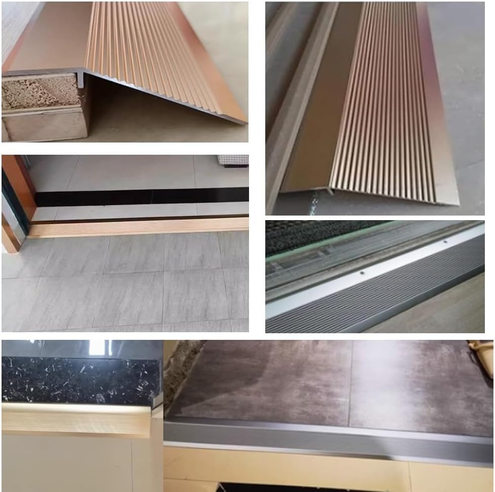 Stainless Steel Threshold Strip,Cover Strips, 36'' 40'' Floor Transition Strip Aluminum, Height Between 2/5'-2', Flooring Edge Trim, Threshold Ramp, Cover Strips Joins Floor Gap(Gold,L120cm/4ft)