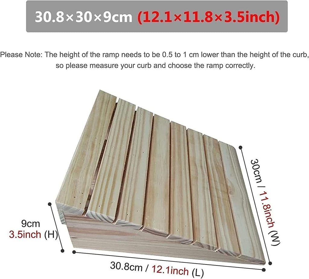 Ramps Entry/Curb Wooden Threshold with Handle, Portable Steps Doorways for Cars Wheelchair(30.8x30x9cm)