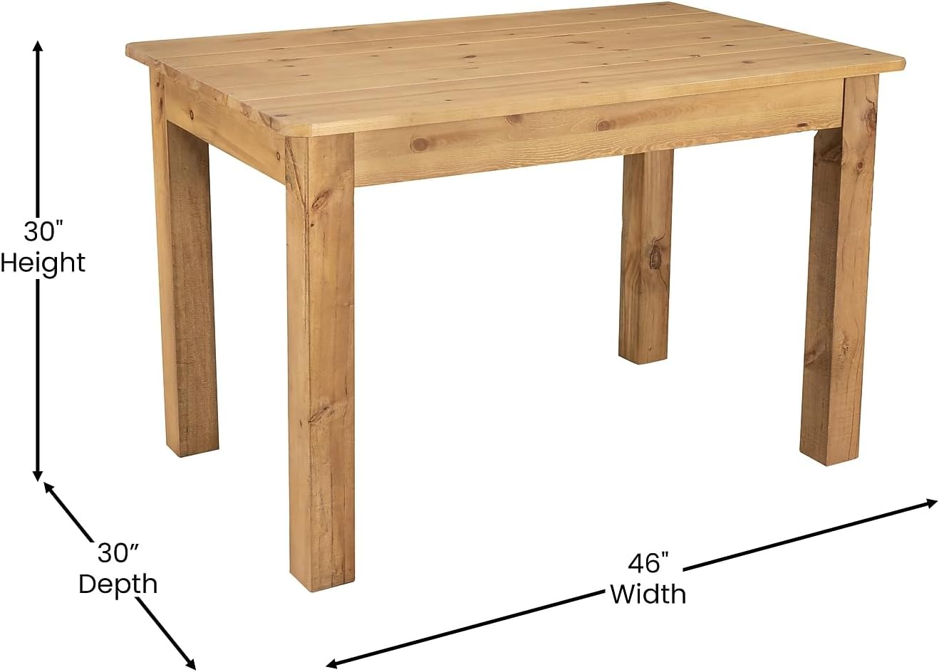 Flash Furniture HERCULES 46' x 30' Rectangular Light Natural Solid Pine Farm Dining Table
